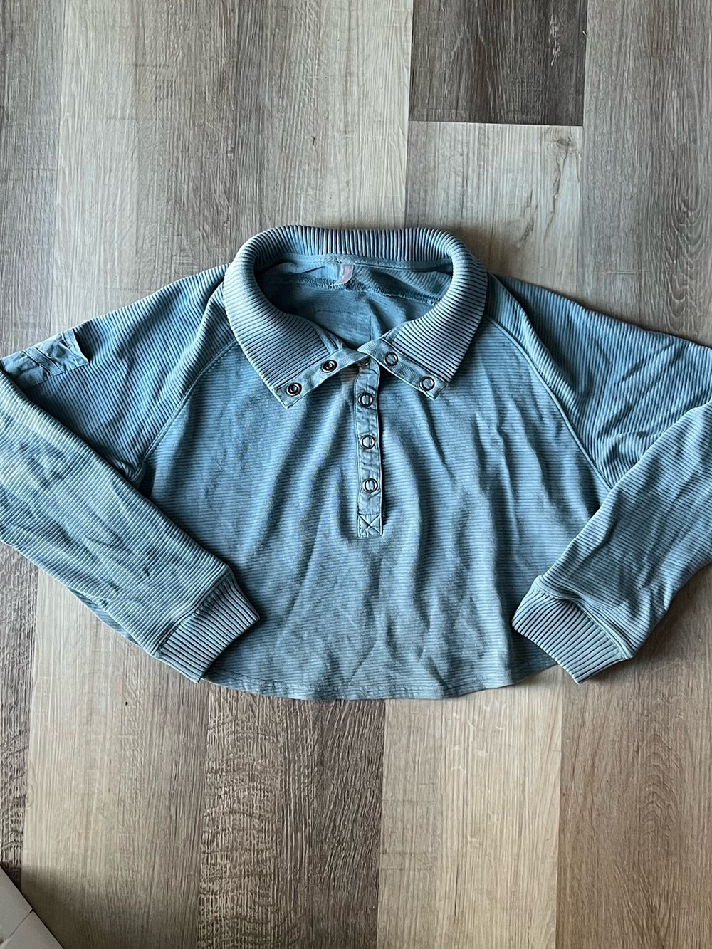 FP Movement Blue So Fly Long Sleeve Henley Ribbed Button Up Pullover Size XS